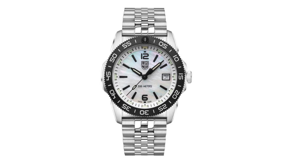 Luminox Pacific Ripple 3126 Unisex Dive Watch, 39mm Case Diameter, Black 316L Stainless Steel Bezel, Gray, 316L Stainless Steel Strap, One Size, paci-dr-ripple-d-393126