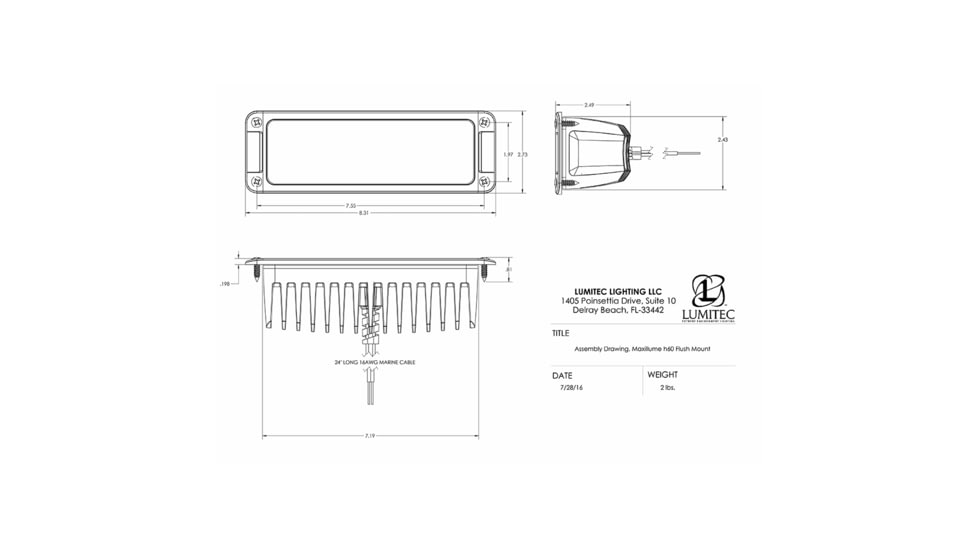Lumitec Maxillume H60 6000 Lumens LED Flush Mount Flood Dimming Light w/ White Housing, White, 101336