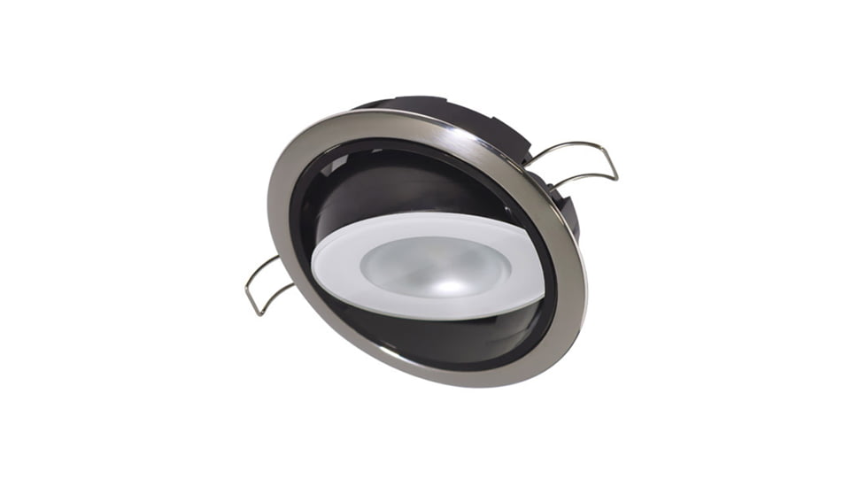 Lumitec Mirage 305 Lumens LED Positionable Down Dimming Light w/ Bezel, Polished Bezel, White, 115113
