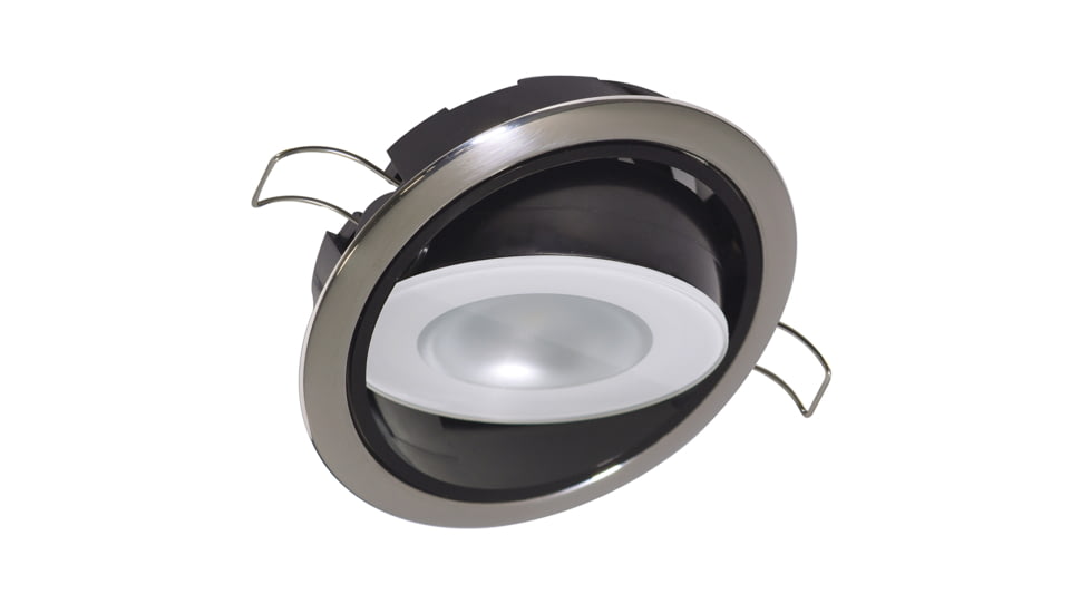 Lumitec Mirage 305 Lumens LED Positionable Down Dimming Light w/ Bezel, Polished Bezel, White, 115113
