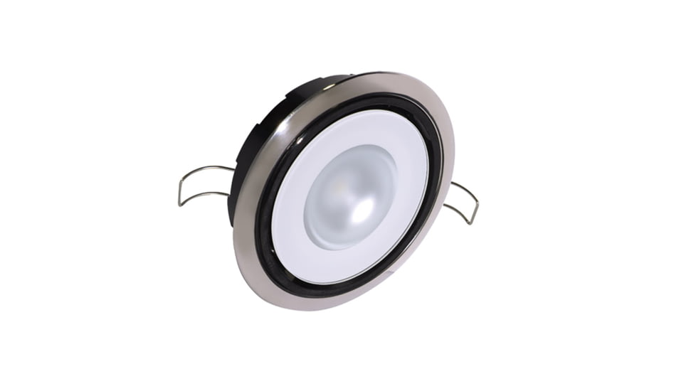 Lumitec Mirage 305 Lumens LED Positionable Down Dimming Light w/ White Dimming/ Red/Blue Non-Dimming / Bezel, Polished Bezel, 115118