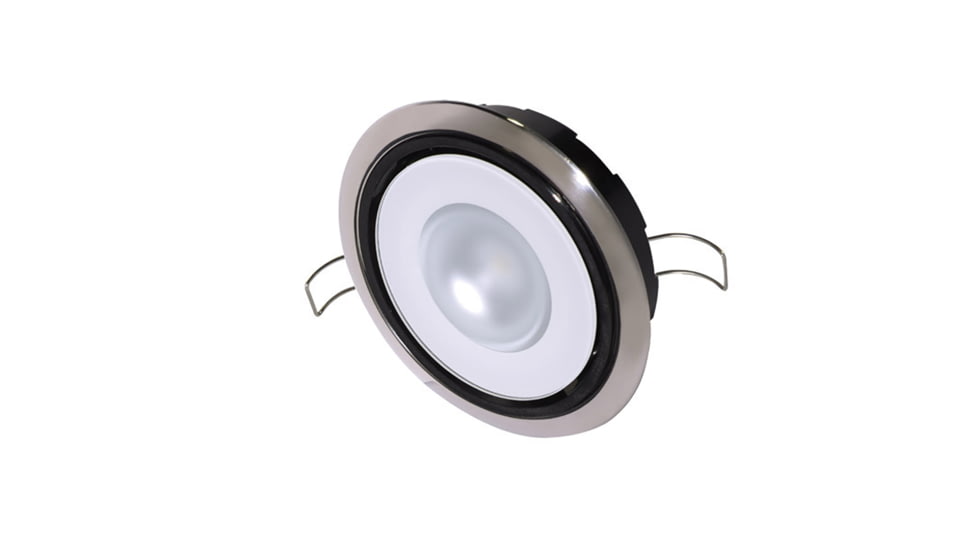 Lumitec Mirage 305 Lumens LED Positionable Down Dimming Light w/ White Dimming/ Red/Blue Non-Dimming / Bezel, Polished Bezel, 115118