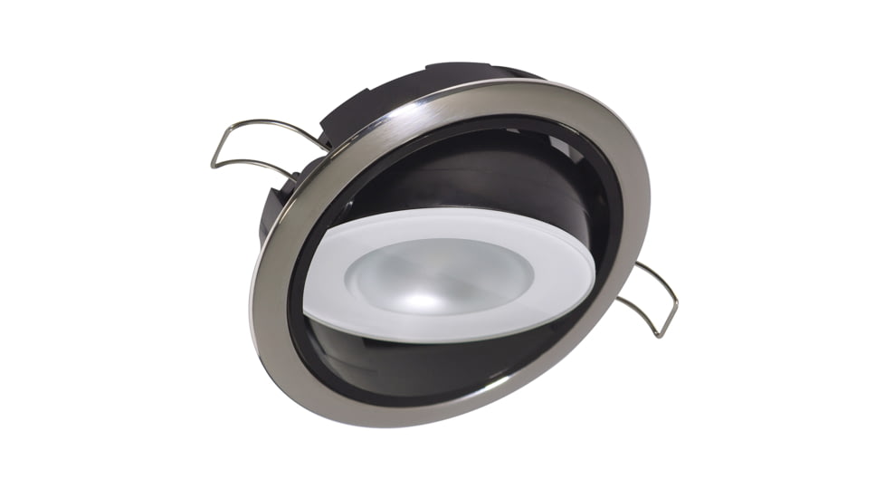Lumitec Mirage 305 Lumens LED Positionable Down Dimming Light w/ White Dimming/ Red/Blue Non-Dimming / Bezel, Polished Bezel, 115118