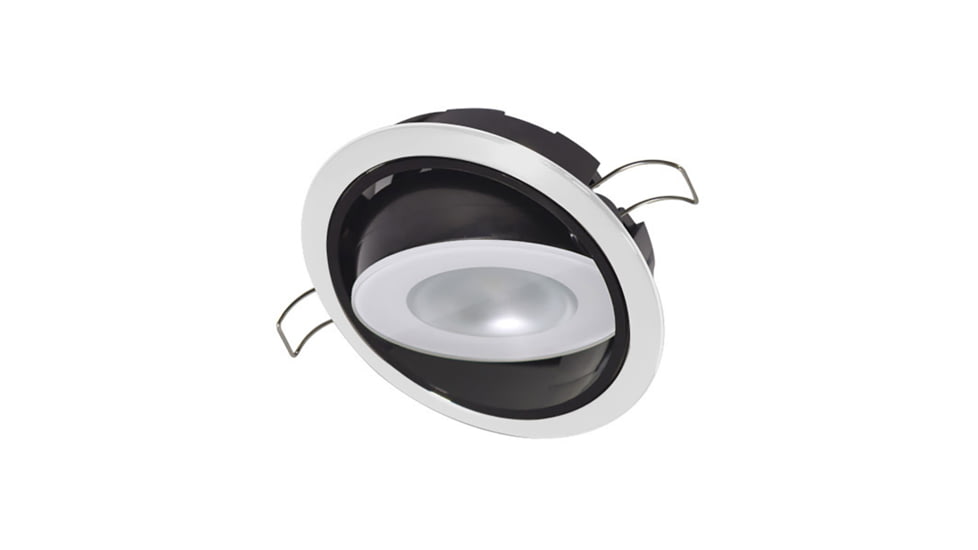 Lumitec Mirage 305 Lumens LED Positionable Down Dimming Light w/ White Dimming/ Red/Blue Non-Dimming / Bezel, White Bezel, 115128