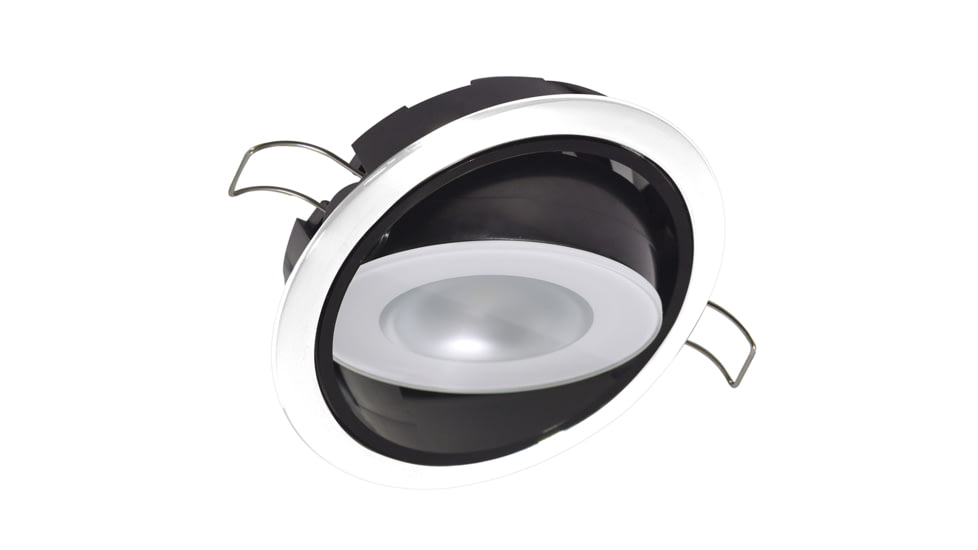 Lumitec Mirage 305 Lumens LED Positionable Down Dimming Light w/ White Dimming/ Red/Blue Non-Dimming / Bezel, White Bezel, 115128