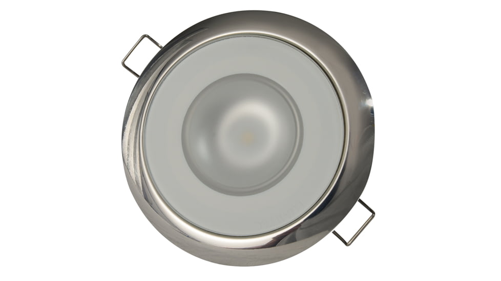 Lumitec Mirage 380 Lumens LED Flush Mount Down Dimming Light, Glass Finish, Polished SS Bezel, White/Blue, 113111