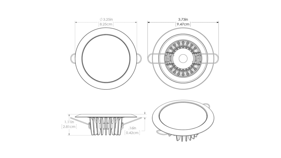Lumitec Mirage 380 Lumens LED Flush Mount Down Light w/ Red/Blue Non Dimming / White Dimming, Glass Finish, 113198