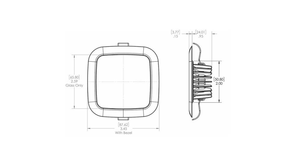 Lumitec Square Mirage Down 380 Lumens Hi CRI LED Light w/ Dimming / Glass Housing, No Bezel, Warm White, 116199