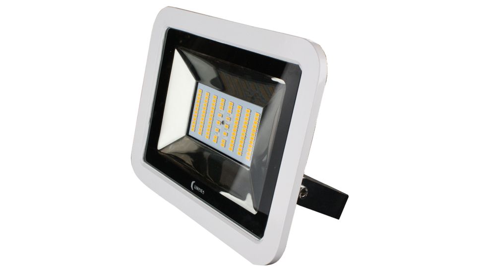 Lunasea Lighting 35W Slimline 120/240VAC Only 4500 Lumens LED Floodlight w/  White Housing, 3ft #39 Cord, Cool White, LLB-36MN-41-00
