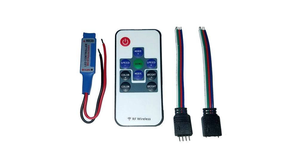 Lunasea Lighting Multifunction Indoor RGB LED Controller w/Buttons /RF Remote 5/12/24 VDC, LLB-45AR-08-02