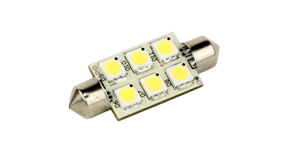 Lunasea Lighting Single-Sided 10-30VDC/1.5W/97 Lumens 6 LED Festoon Light, Warm White, LLB-186W-21-00