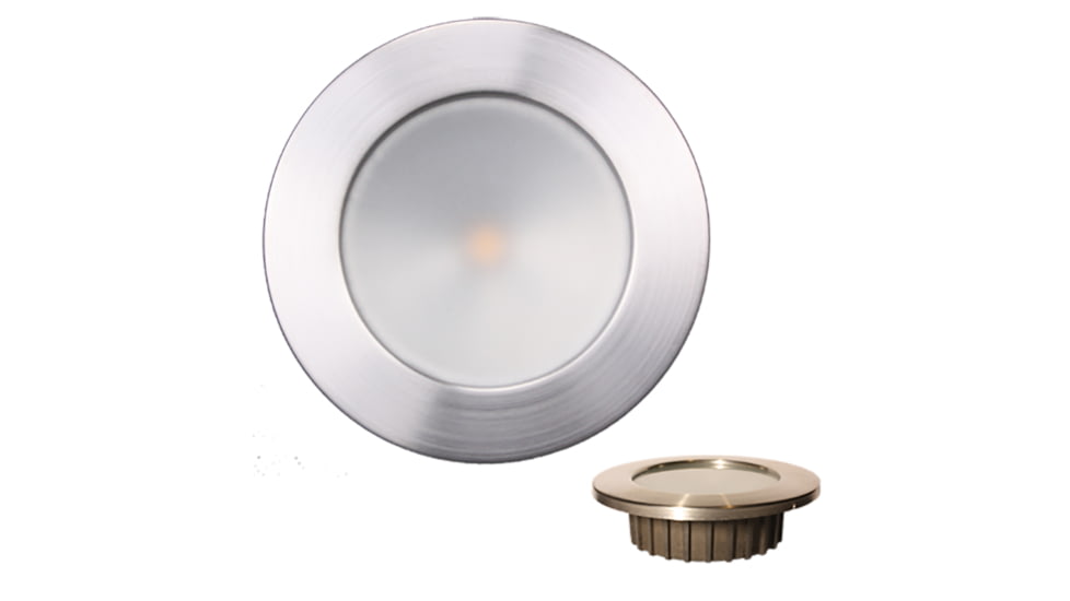 Lunasea Lighting Zero Emi Recessed 3.5in 575 Lumen LED Blue w/Brushed Stainless Steel Bezel Light, 12VDC, Warm White, LLB-46WB-0A-BN