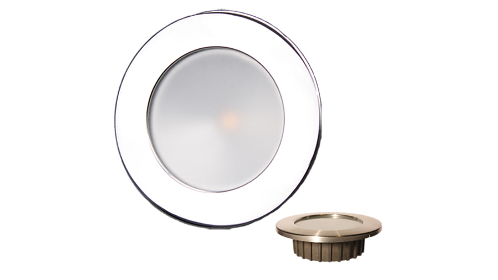 Lunasea Lighting Zero Emi Recessed 3.5in 575 Lumen LED Blue w/Polished Stainless Steel Bezel Light, 12VDC, Warm White, LLB-46WB-0A-SS