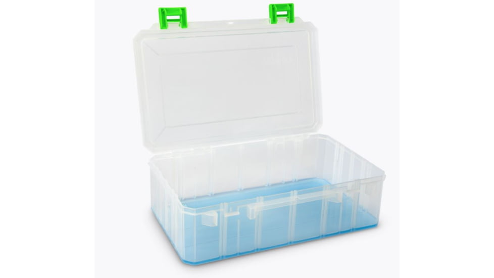 Lure Lock 3 in 1 Deep Box w/Dividers &amp; Ocean Blue Tak Liner, Clear/Green, LL1DWD