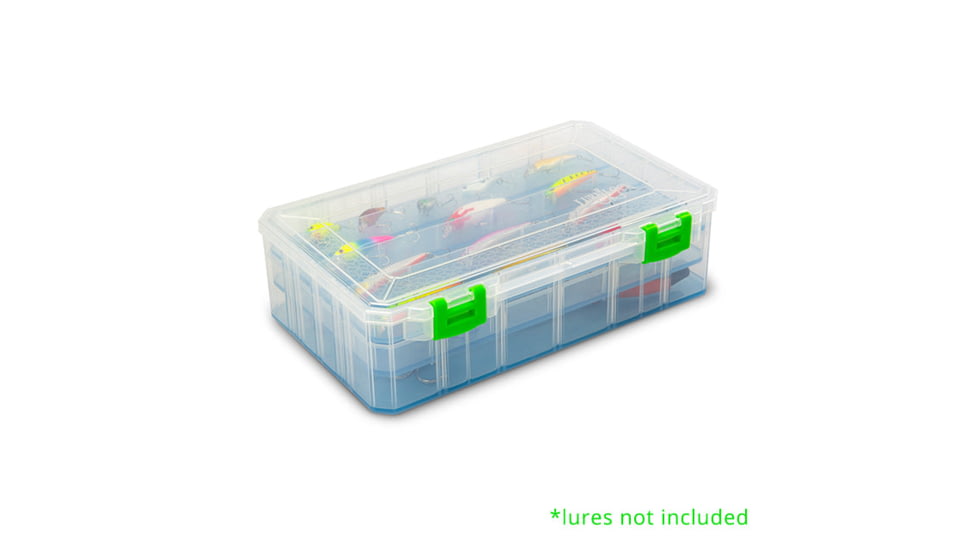 Lure Lock 3 in 1 Deep Box w/Dividers &amp; Ocean Blue Tak Liner, Clear/Green, LL1DWD