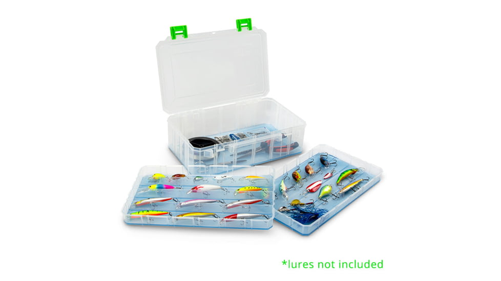 Lure Lock 3 in 1 Deep Box w/Dividers &amp; Ocean Blue Tak Liner, Clear/Green, LL1DWD