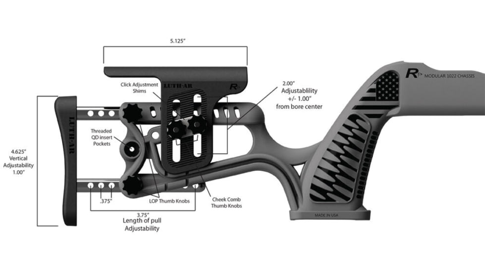 Luth-AR 10/22 Modular Chassis Assemblied, Black, MCA-22