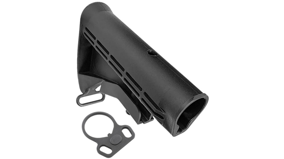 Luth-AR M4 Buttstock w/Rear Sling Swivel and Retro Latch Plate, Black, Carbine, BS-M4-ADP