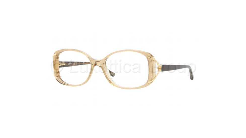 Luxottica LU4337B Progressive Prescription Eyeglasses C484-5216 - Light Brown Transparent Frame