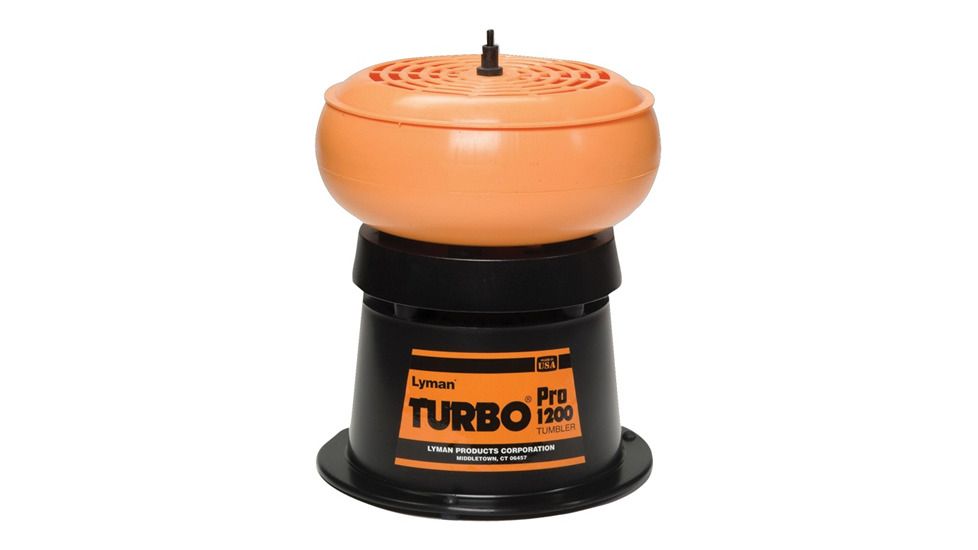 Lyman Pro 1200 Turbo Tumbler w/ Sifter &amp; 2# of Media, Orange/Black, 7631686