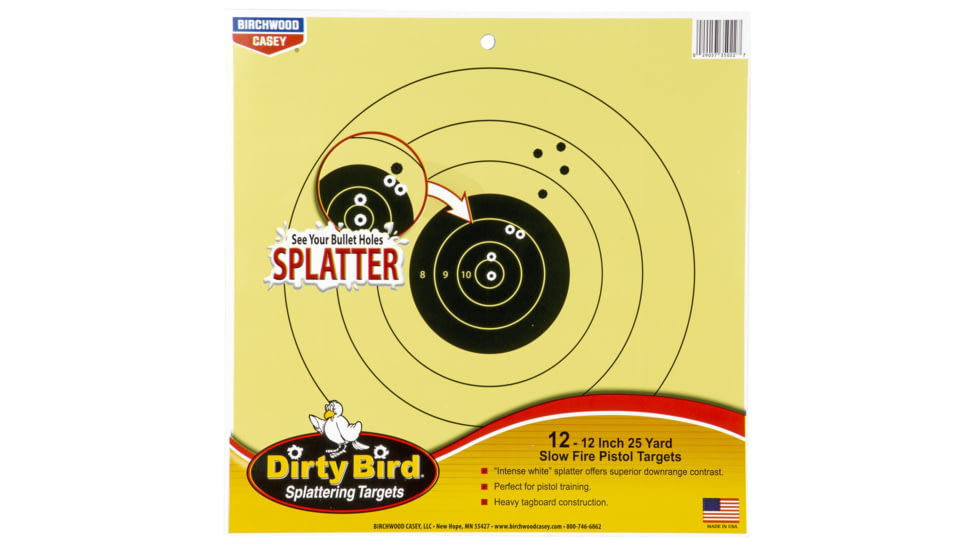 Lynx Defense Dirty Bird 12" 25 Yard Pistol Target 12 Pack, 349CEF49CH
