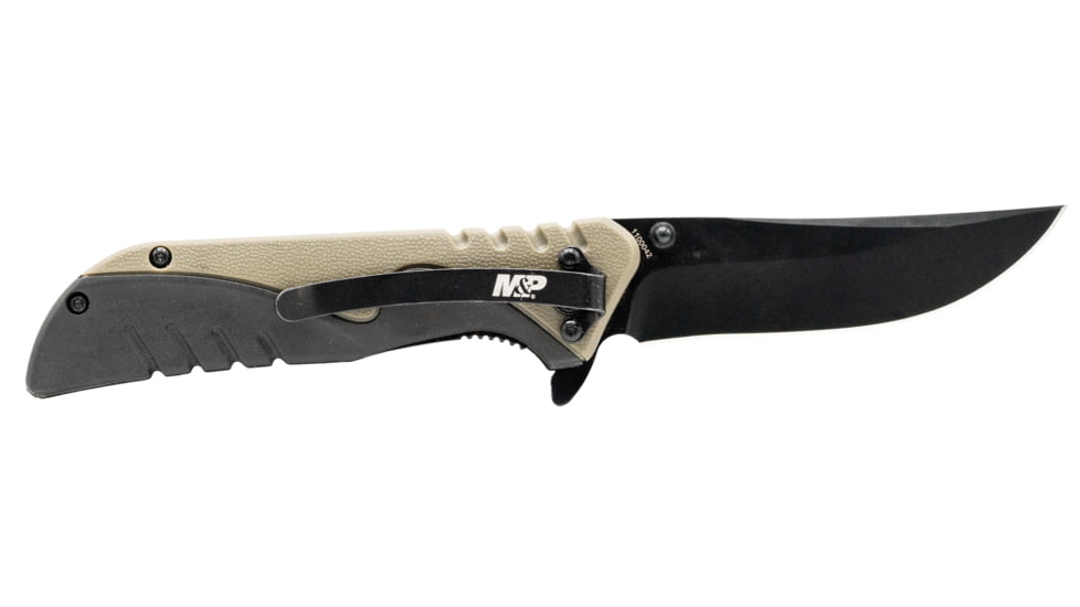 M&amp;P M2.0 Ultra Glide Folding Knife, 3.5in, 8Cr13MoV Steel Blade, 4.5in, Rubber Handle, OD Green, 1100042