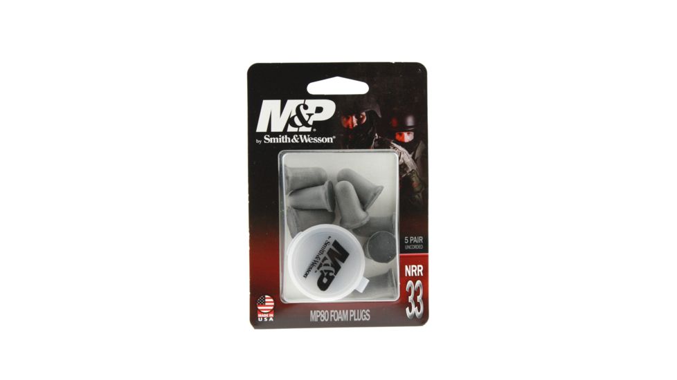 Smith &amp; Wesson MP80TC5 5 Pair Uncorded Bell Plugs, Grey, One Size MP80TC5