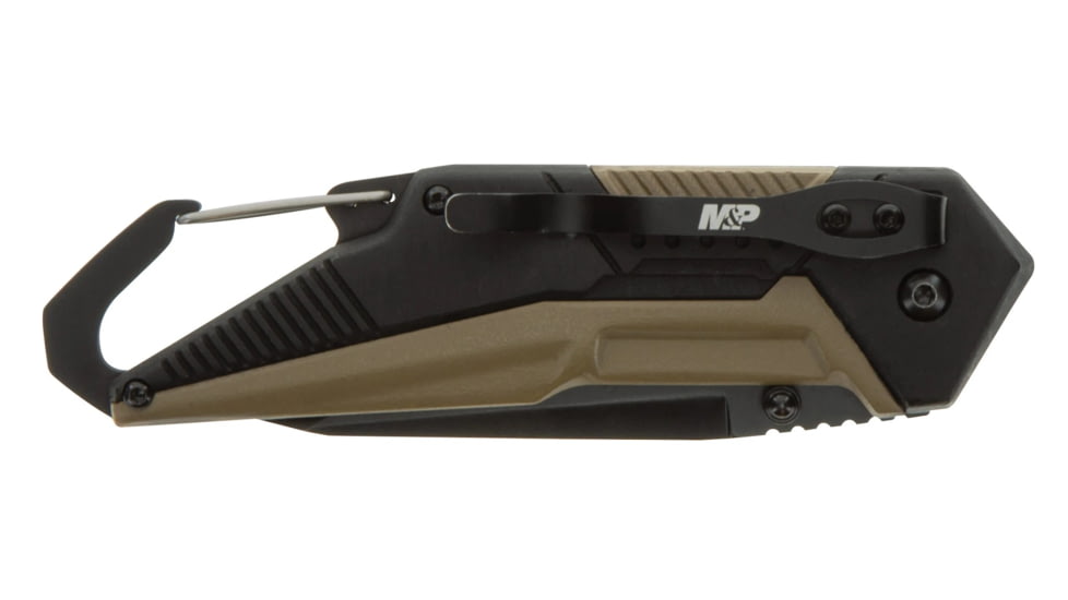 M&amp;P Repo Spring Assist Folding Knife, 3.5in, 8Cr13MoV Stainless Steel Blade, 4.8in, Rubberized Aluminum Handle, 1122579