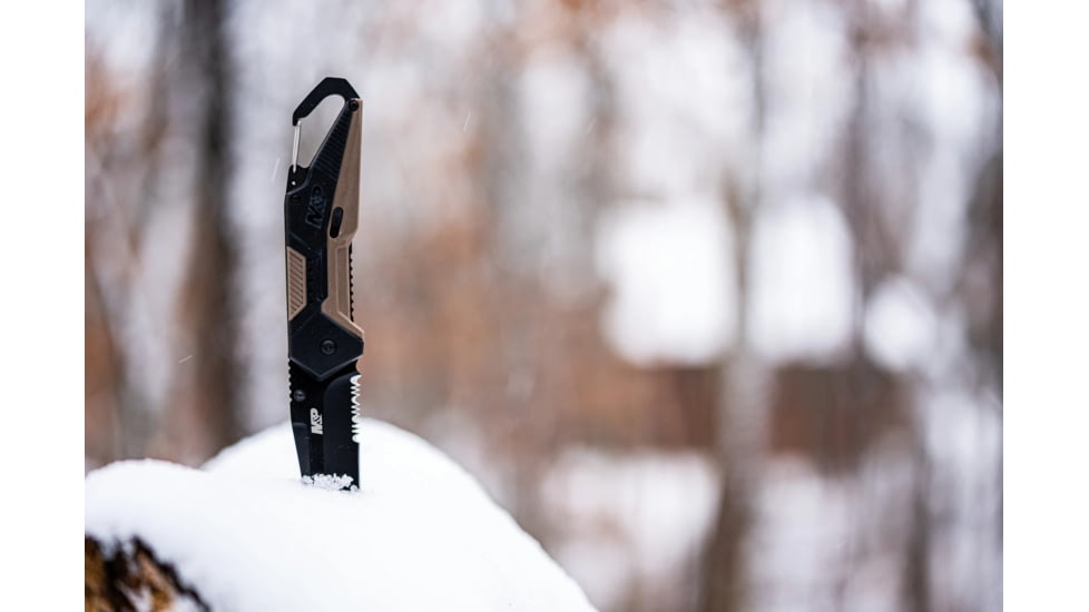 M&amp;P Repo Spring Assist Folding Knife, 3.5in, 8Cr13MoV Stainless Steel Blade, 4.8in, Rubberized Aluminum Handle, 1122579