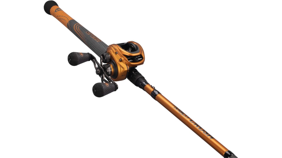 Team Lew's Signature Series Casting Rod, 7ft 6in 1-PC Graphite Blank w/ FOCAS Technology, Medium  w/ Fast, Seaguide RA Line Guides, Split-Grip Handle, Silver/Black, TLS76M-CB
