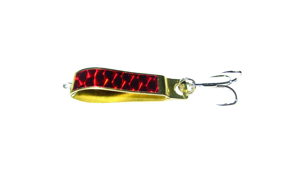 Mack's Lure Cripplure Freshwater Spoon, 1/4oz, Brass/Red Prism, 40209