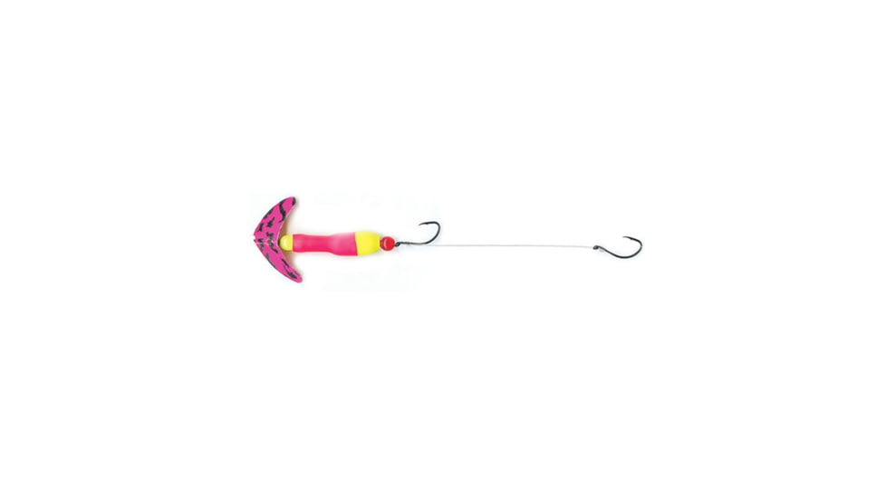 Mack's Lure Wally Pop Crawler Series Spinner, 2 Hooks Size 2, Leader 72 in, Hot Pink Sparkle Smile Blade, Pink/Yellow, 63050