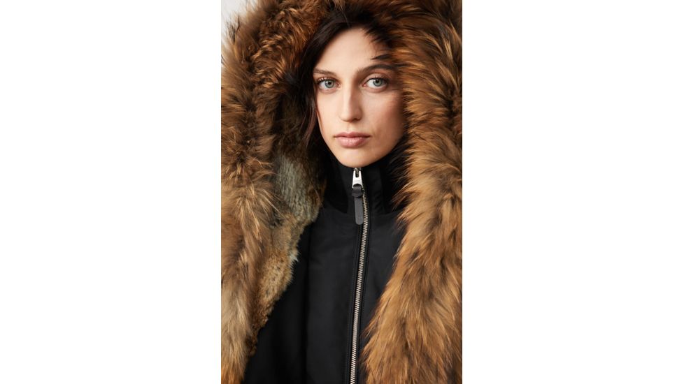 Mackage Akiva Waterproof Down Coat w/ Fur Hood, Black / Natural Fur, Large, Akiva-R-Black-L