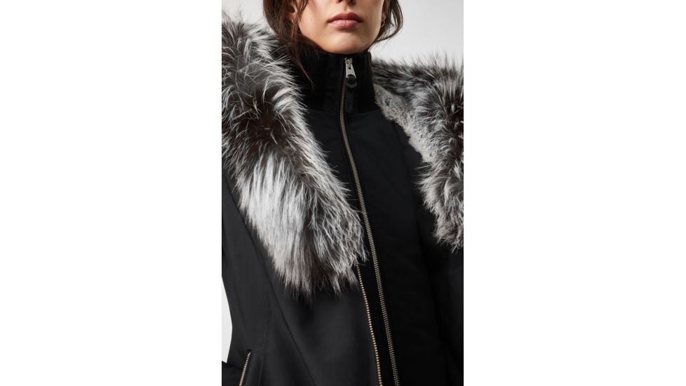 Mackage Akiva Waterproof Down Coat w/ Fur Hood, Black / Silverfox Fur, Extra Small, Akiva-XR-Black/Silver-XS