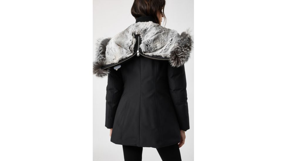 Mackage Akiva Waterproof Down Coat w/ Fur Hood, Black / Silverfox Fur, Extra Small, Akiva-XR-Black/Silver-XS