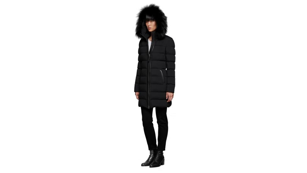 Mackage Calla Lightweight Down Coat With Fur Trimmed Hood - Womens, Black, Large, CALLA-BLACK-L