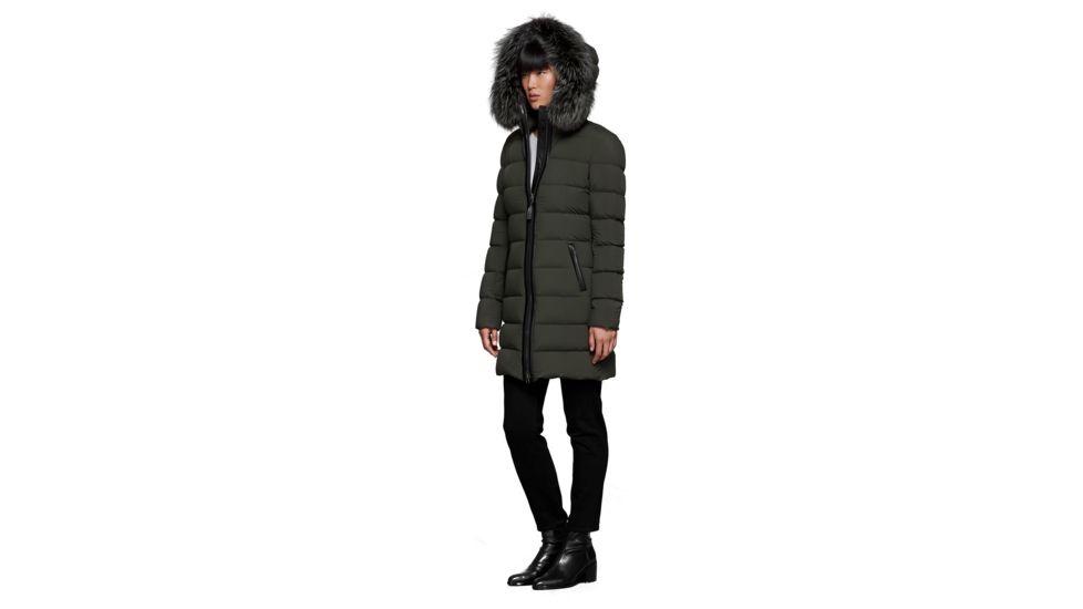Mackage Calla Lightweight Down Coat With Fur Trimmed Hood - Womens, Spruce, Small, CALLA-SPRUCE-S