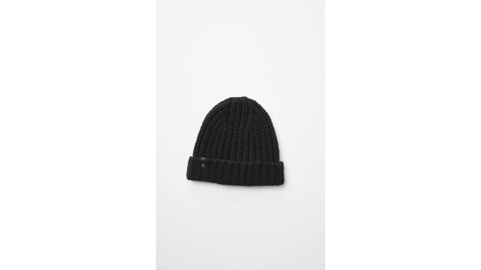 Mackage Doris Classic Knit Hat w/ Fox Fur Pompom - Womens, Black, One Size, Doris-R-Black