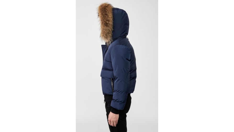 Mackage Nathan Down Bomber Jacket - Mens, Navy / Natural Fur, 46, Nathan-F-Navy-46