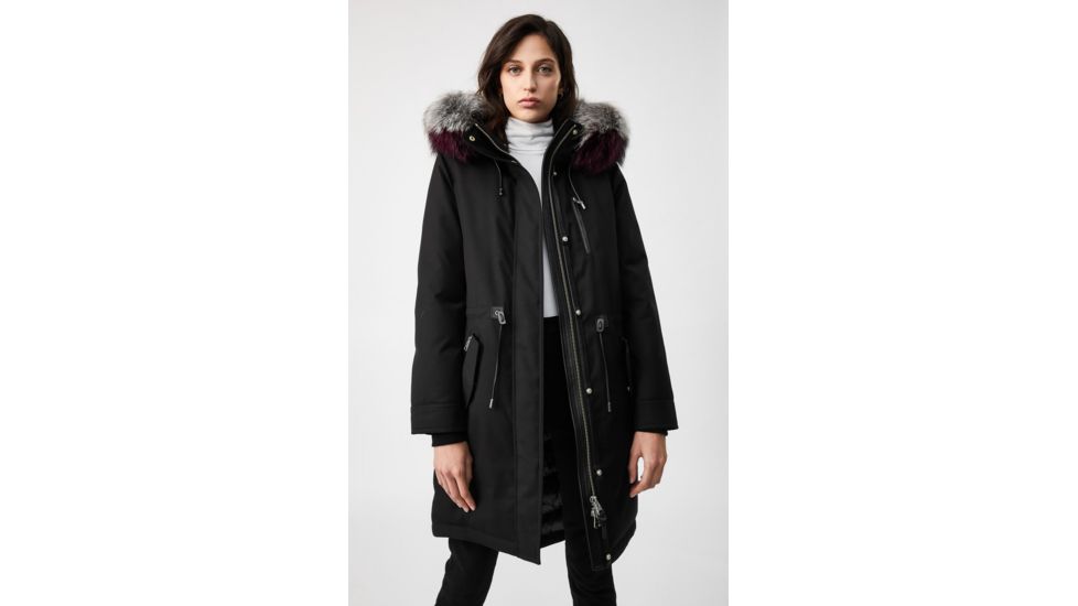 Mackage Rena Twill Parka - Womens, Black / Silverfox Dyed to Berry, Medium, Rena-DXR-Black/Berry-M