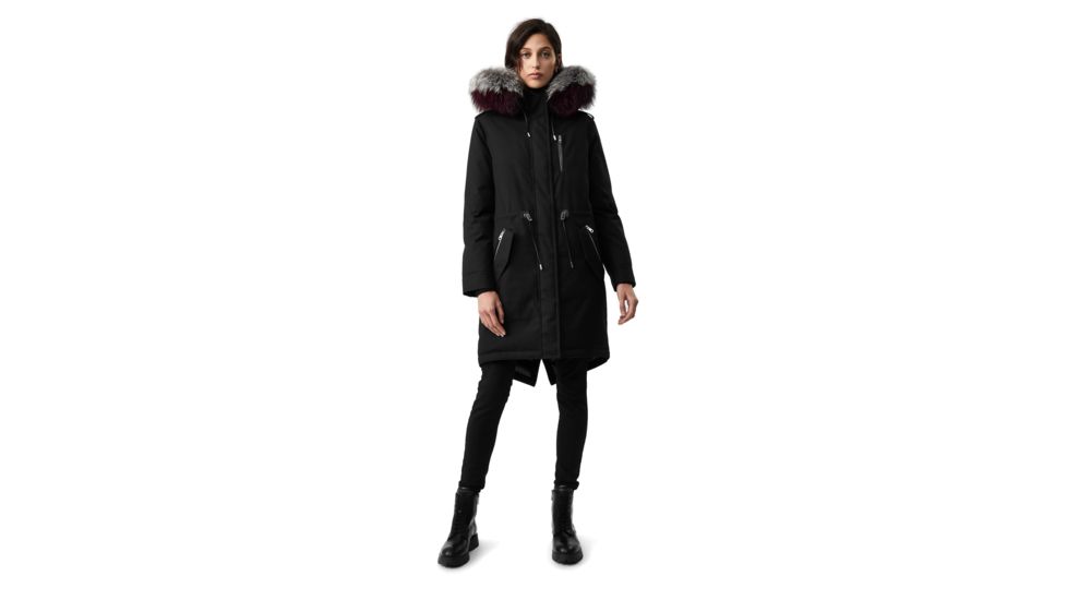 Mackage Rena Twill Parka - Womens, Black / Silverfox Dyed to Berry, Medium, Rena-DXR-Black/Berry-M
