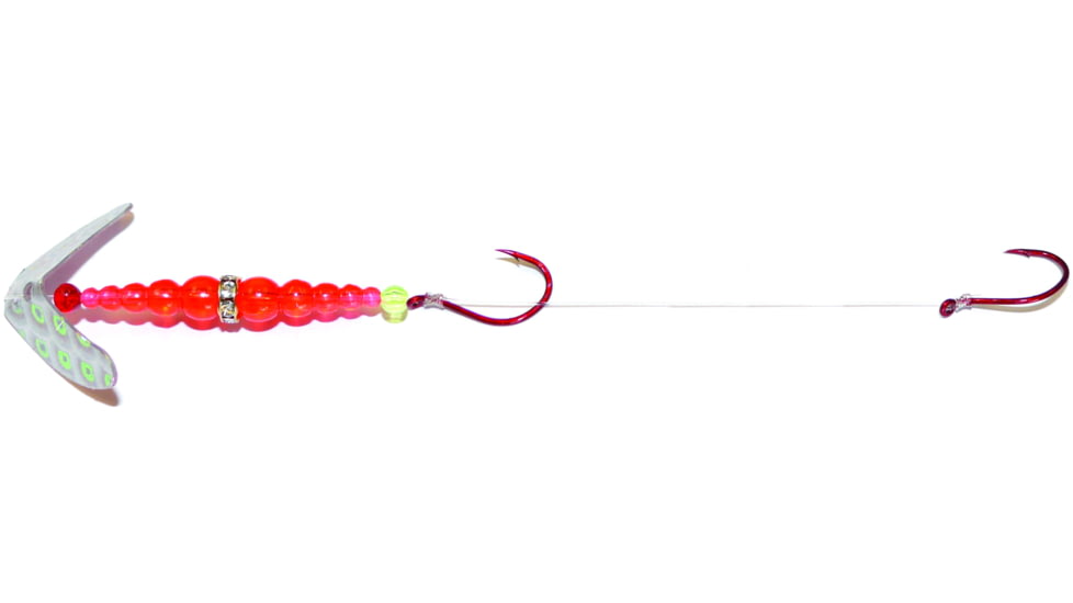 Macks Lure Double Whammy Pro Spinner Rig, 2 Number 2 Hooks, 72in Leader, Silver Scale Smile Blade/Flo Orange Bead, 17700