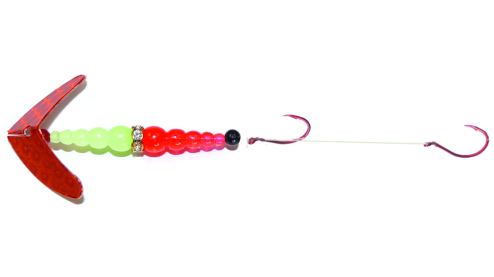 Macks Lure Double Whammy Pro Spinner Rig, 2 Number 4 Hooks, 72in Leader, Copper Scale Smile Blade/Glow/Flo Orange Bead, 17804