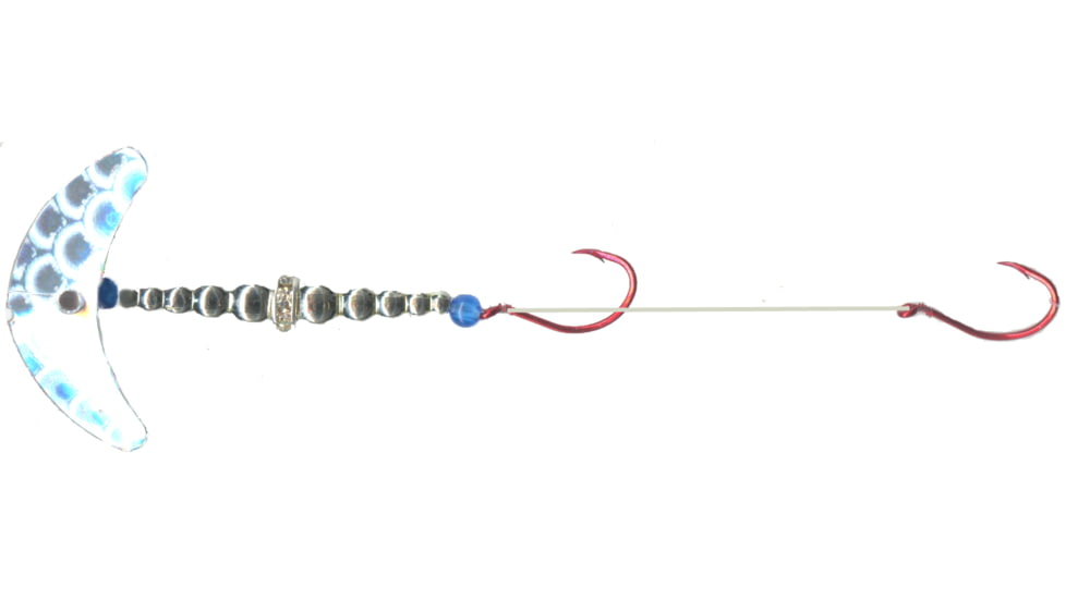 Macks Lure Double Whammy Pro Spinner Rig, 2 Number 4 Hooks, 72in Leader, Silver Scale Smile Blade/Silver Bead, 17810