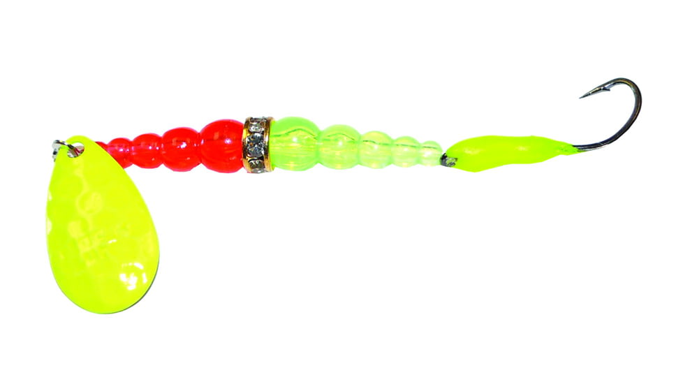 Macks Lure Kokanee Killer Number 6 Single Hook, 48in Leader Chartreuse Blade/Flo Orange/Flo Chartreuse Bead/Chartreuse Glo Hook, 16220