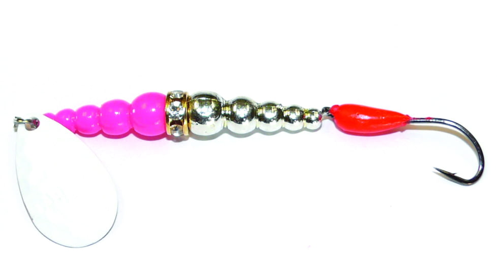 Macks Lure Kokanee Killer Number 6 Single Hook, 48in Leader, Glow White Blade/Hot Pink/Chrome Bead/Hot Cerise Glo Hook, 16208