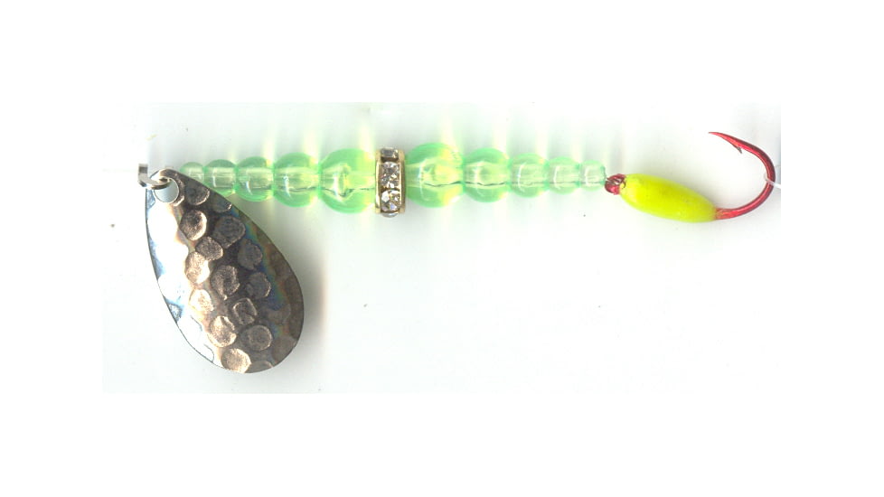 Macks Lure Kokanee Killer Number 6 Single Hook, 48in Leader Hammered Nickel Blade/Flo Chartreuse Bead/Corn Yellow Glo Hook, 16202