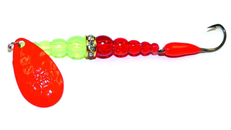 Macks Lure Kokanee Killer Number 6 Single Hook, 48in Leader, Red Blade/Flo Chartreuse/Ruby Bead/Blood Red Glo Hook, 16221