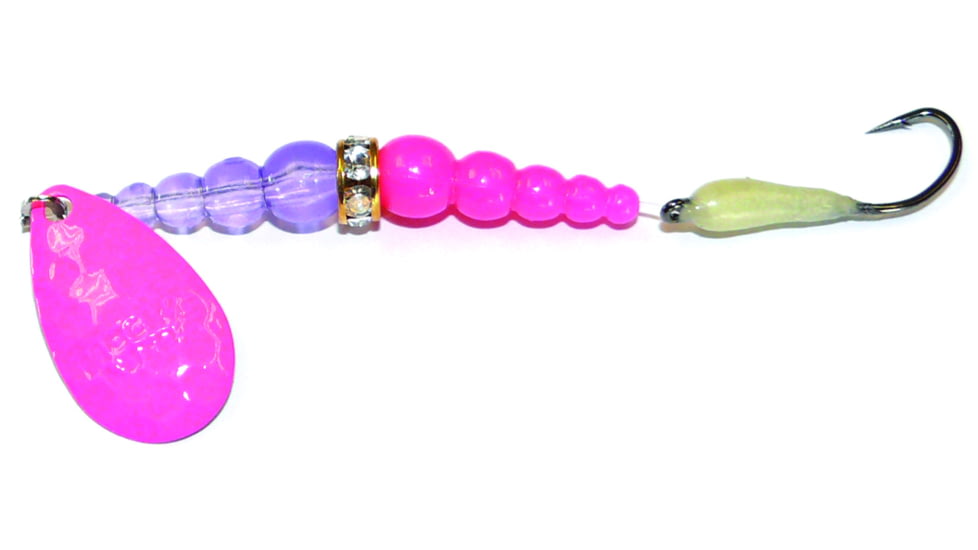 Macks Lure Kokanee Killer Number 8 Single Hook, 48in Leader, Pink Blade/Flo Purple/Hot Pink Bead/Maggot White Glo Hook, 16309