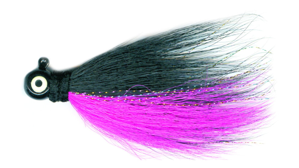 Macks Lure Rock Dancer Bucktail Jig, 1/2 oz, 2/0 Hook Black Head/Black/Cerise Body, 18227